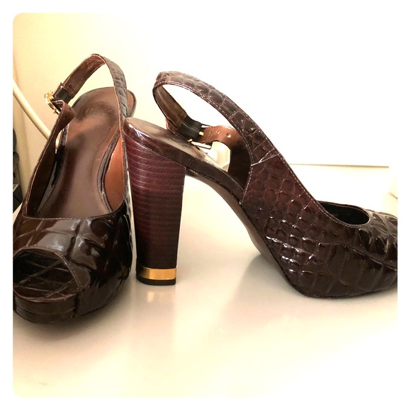 Tory Burch Shoes - TORY BURCH maroon crocodile leather heels